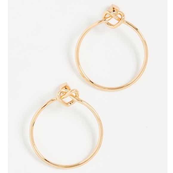 ❤️ Kate Spade Love Me Knot 14k Gold Plate Heart Hoop Earrings - NWT - Picture 1 of 13